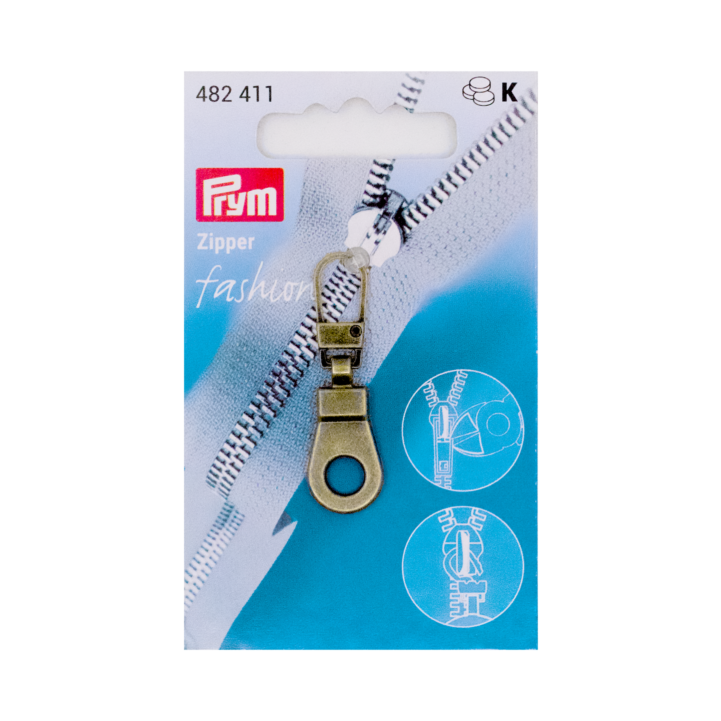 CasaBellissimo Prym Reißverschluß Zipper Fashion Anhänger "Öse" in altmessing