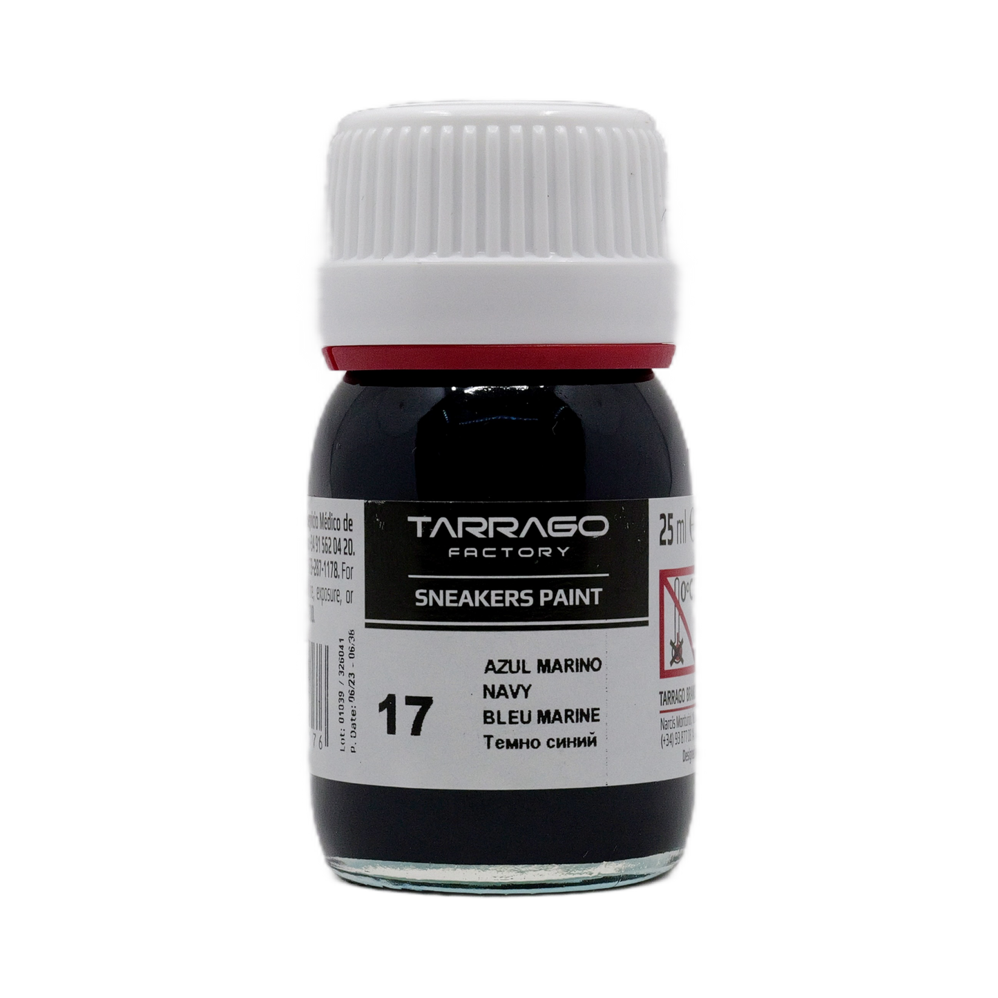 Navy blaue Tarrago Sneakers Paint 25 ml in der kleinen Glas Schraubflasche