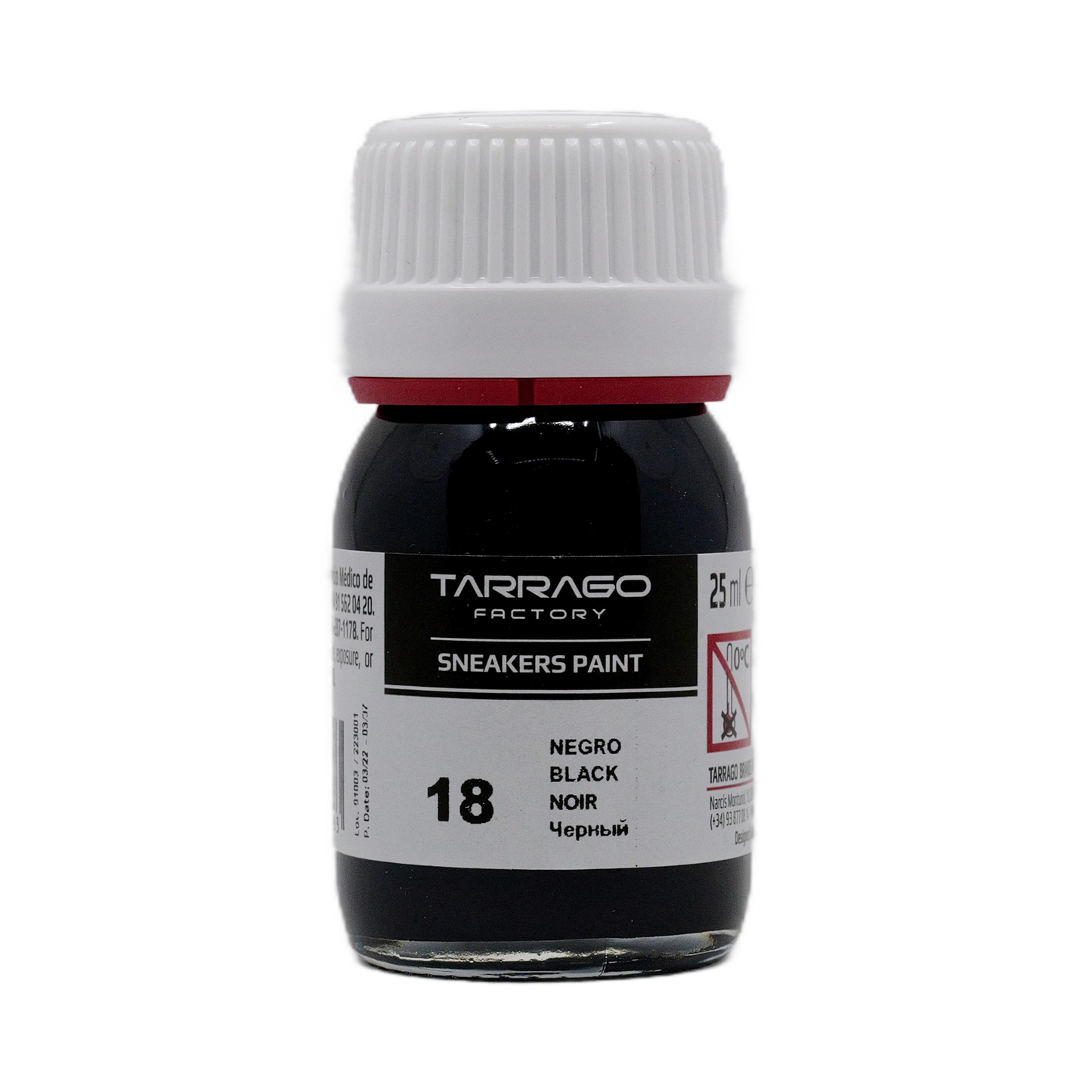 Schwarze Tarrago Sneakers Paint 25 ml in der kleinen Glas Schraubflasche