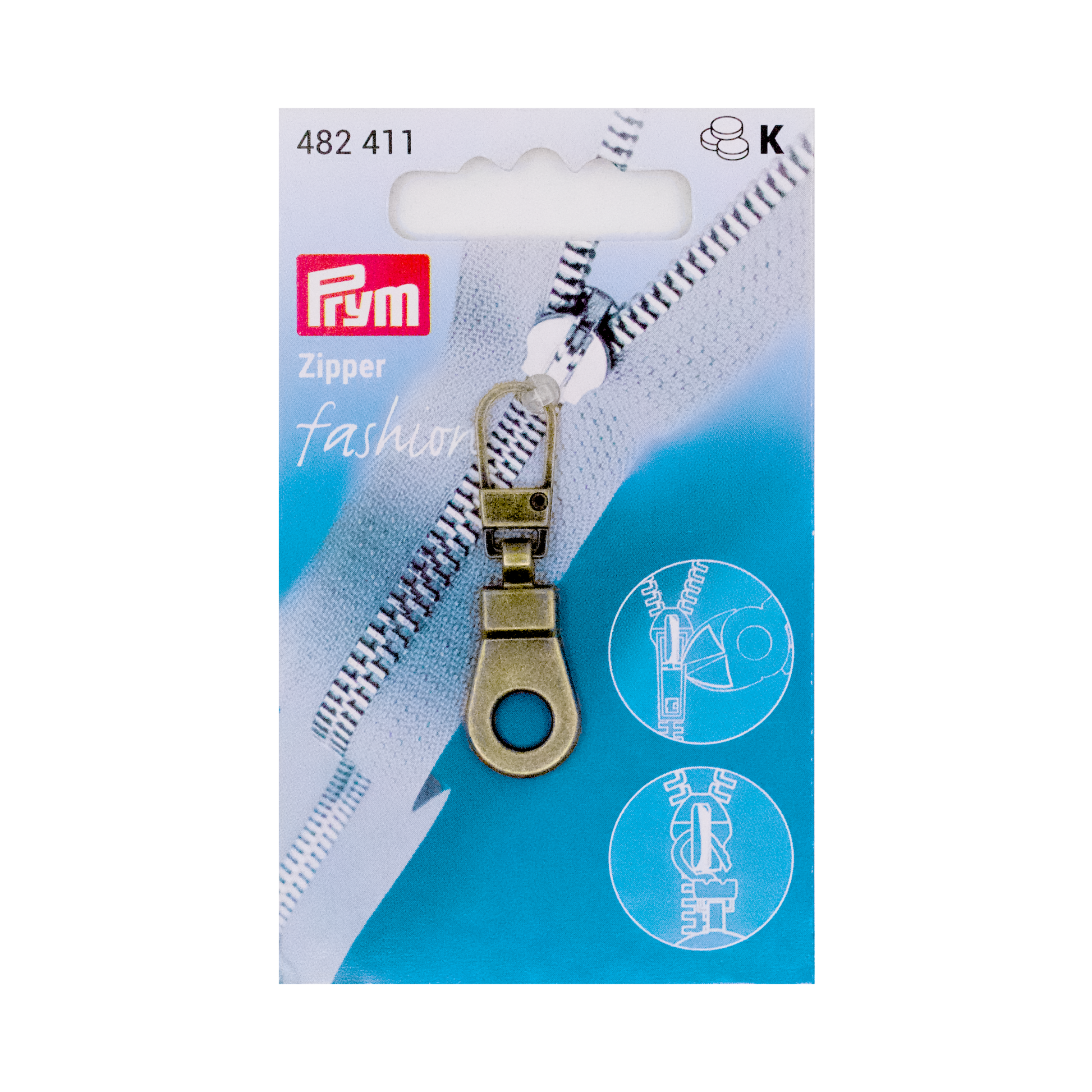 CasaBellissimo Prym Reißverschluß Zipper Fashion Anhänger "Öse"  in altmessing