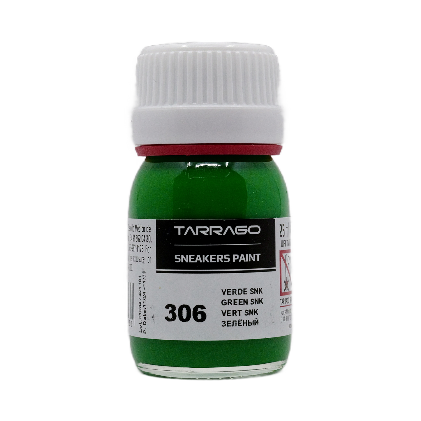 Grüne Tarrago Sneakers Paint 25 ml  in der kleinen Glas Schraubflasche