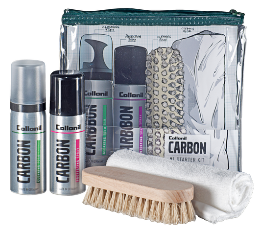 Collonil Carbon Lab Starter Kit mit 2x kleine Sprühdosen mit Tasche, Bürste und Poliertuch