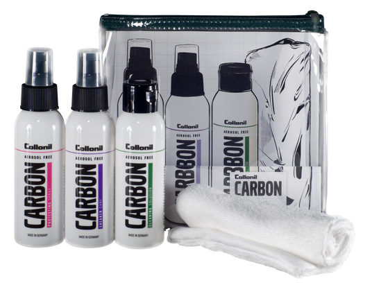 Collonil Carbon Reiseset in 3 x 100ml Flaschen mit Tasche und Poliertuch